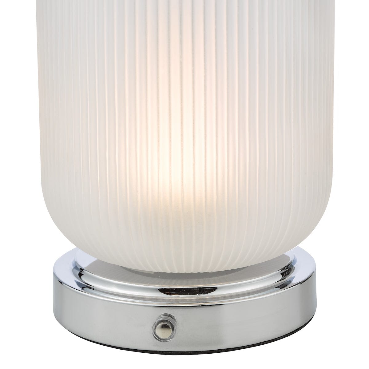 Echo Chrome and Ribbed Glass Rechargeable Table Lamp