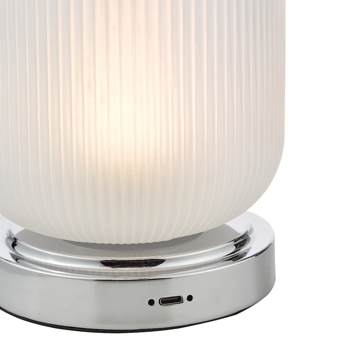 Echo Chrome and Ribbed Glass Rechargeable Table Lamp