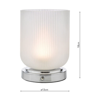 Echo Chrome and Ribbed Glass Rechargeable Table Lamp