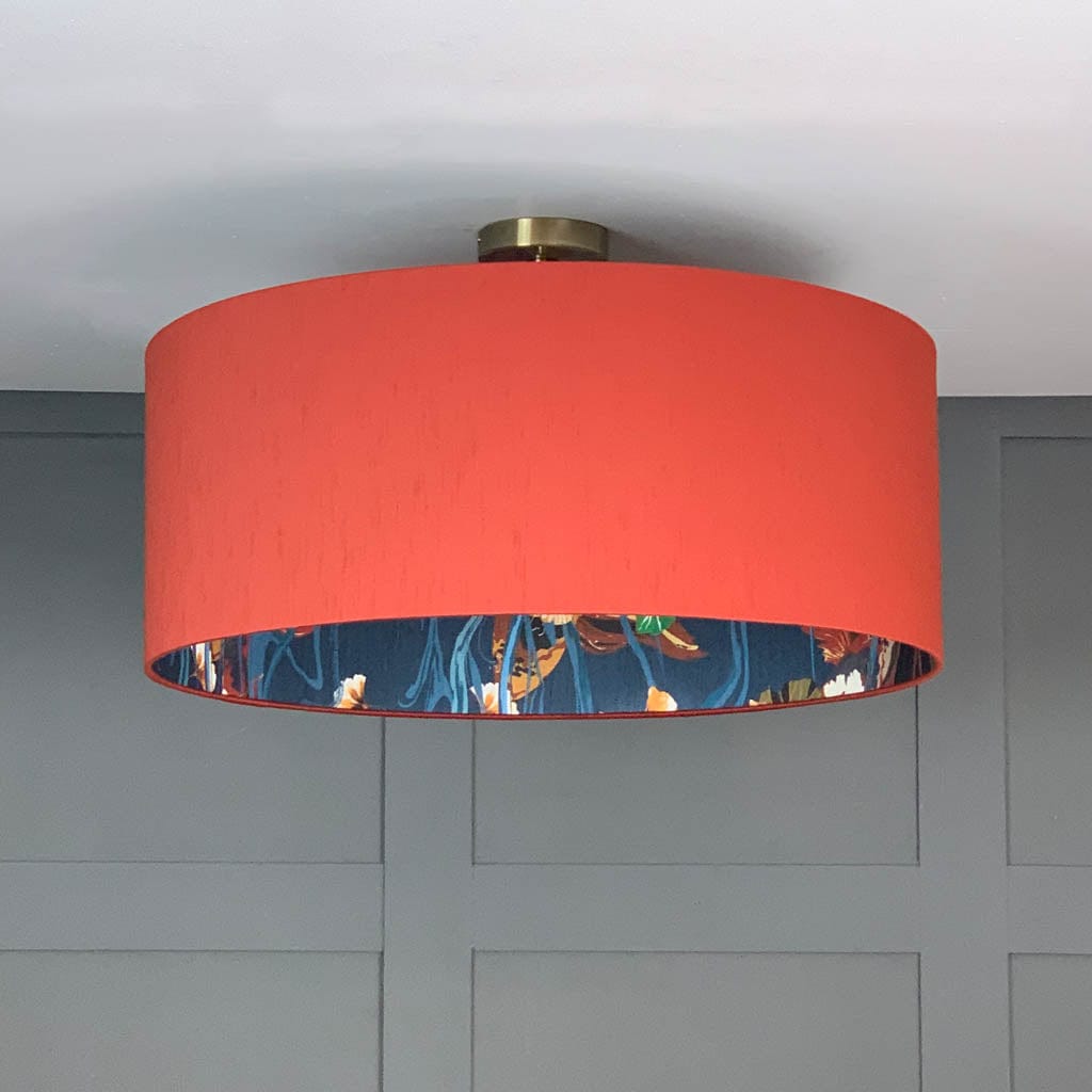 Astor Phoenix Faux Silk Pendant Shade with Arte Koi Wallpaper Lining
