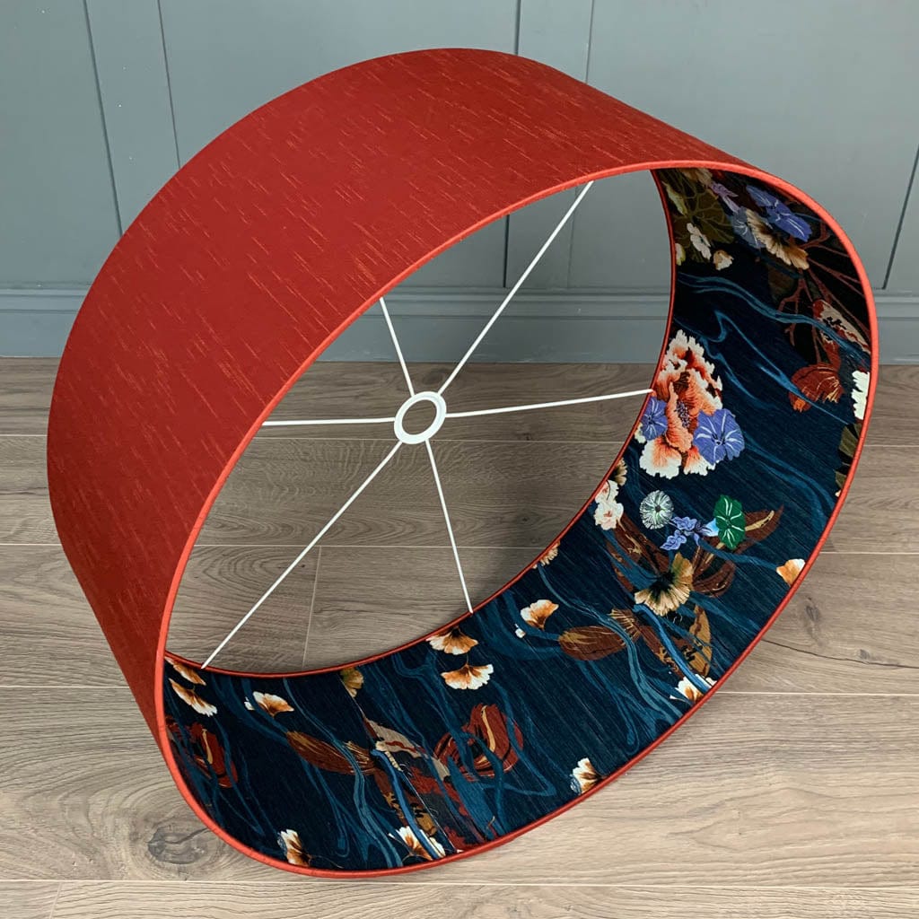 Astor Phoenix Faux Silk Pendant Shade with Arte Koi Wallpaper Lining