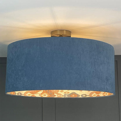 Boho Shell Ikat Fabric Shade with Ocean Outer