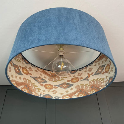 Boho Shell Ikat Fabric Shade with Ocean Outer