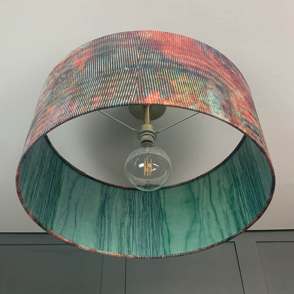 Chameleon Velvet Pendant Shade with Anthology Metamorphic Amazonite Apatite Wallpaper Lining