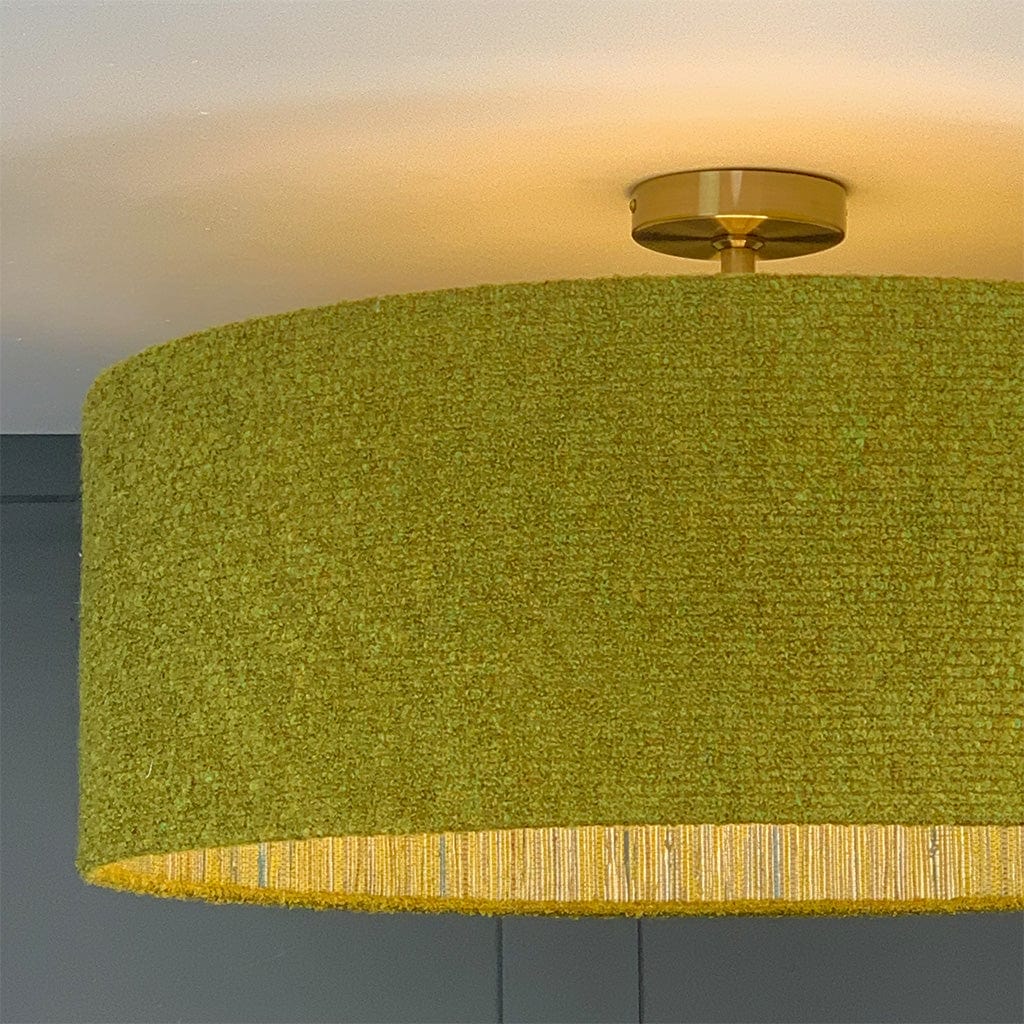 Citron Boucle Pendant Shade with Anthology Seri Citrus Wallpaper Lining