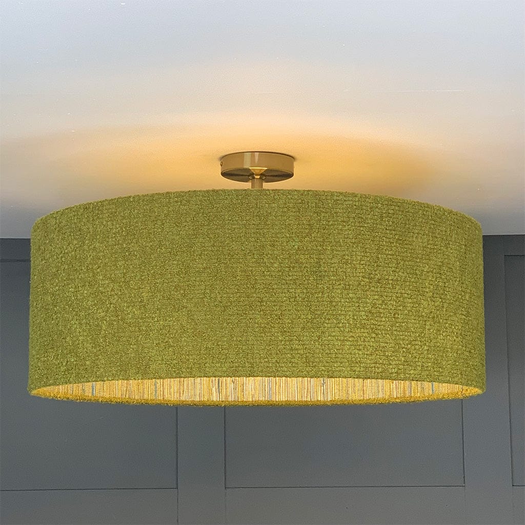 Citron Boucle Pendant Shade with Anthology Seri Citrus Wallpaper Lining
