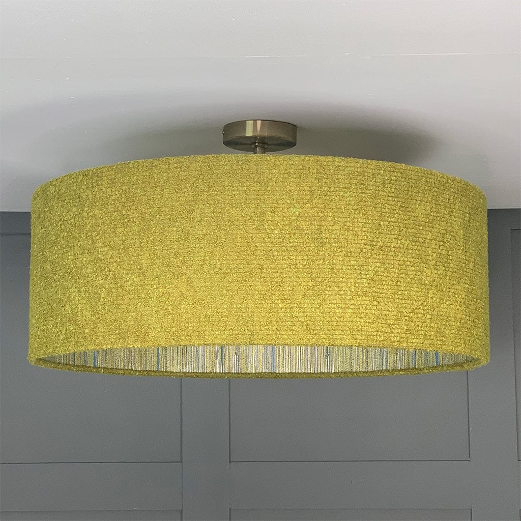 Citron Boucle Pendant Shade with Anthology Seri Citrus Wallpaper Lining