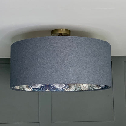 Finlay Denim Shade with Mairi Helena Scottish Flora Bronze Flush Wallpaper Lining