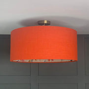 Jaffa Orange Pendant Shade with Fluffy Rainbow Lining