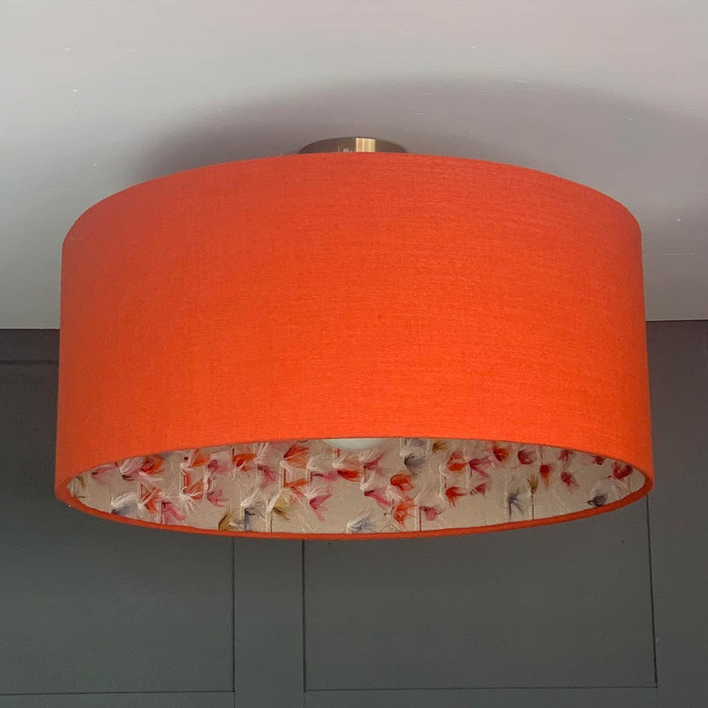 Jaffa Orange Pendant Shade with Fluffy Rainbow Lining