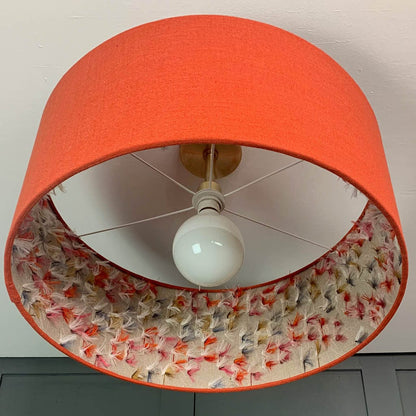 Jaffa Orange Pendant Shade with Fluffy Rainbow Lining