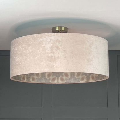 Julia Clare Seashells Wallpaper Lined Pendant Shade with Pink Orchid Fabric