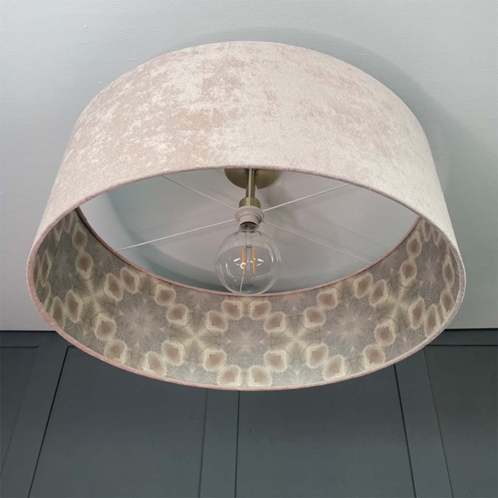 Julia Clare Seashells Wallpaper Lined Pendant Shade with Pink Orchid Fabric