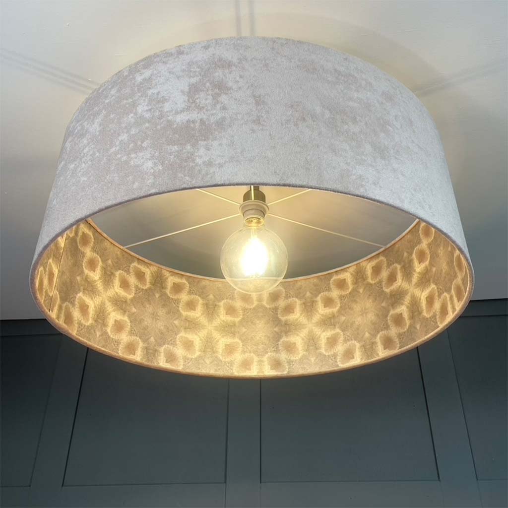 Julia Clare Seashells Wallpaper Lined Pendant Shade with Pink Orchid Fabric