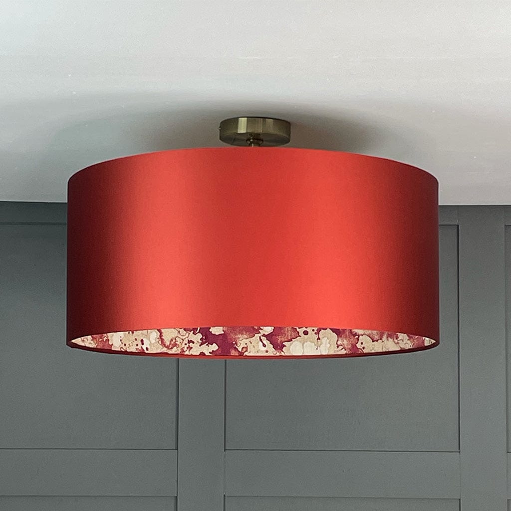 Laverne Rosso Fabric Lined Pendant Shade with Spice Outer