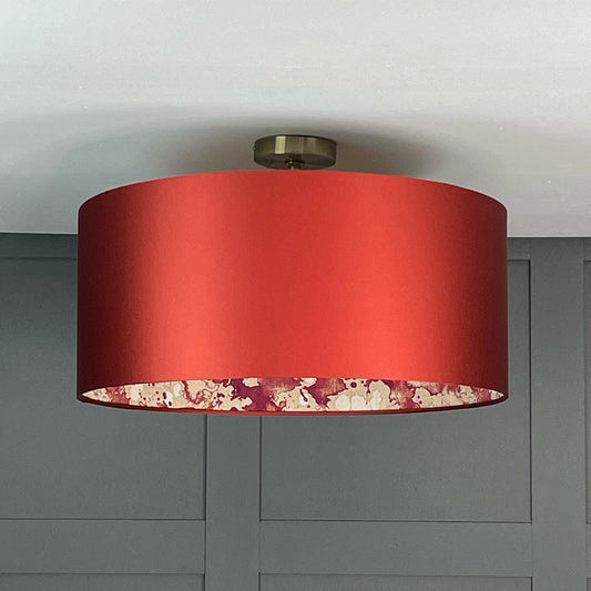 Laverne Rosso Fabric Lined Pendant Shade with Spice Outer