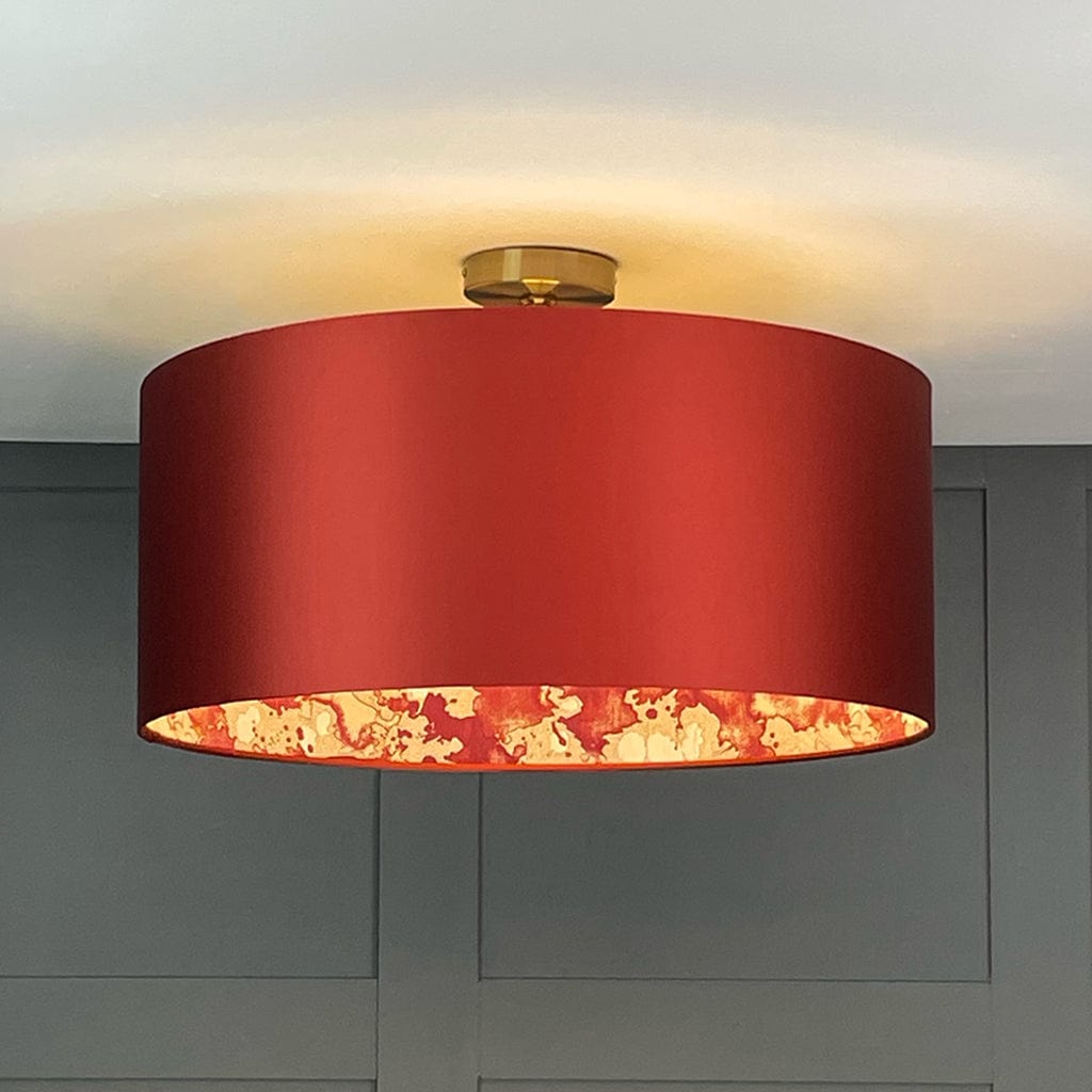 Laverne Rosso Fabric Lined Pendant Shade with Spice Outer