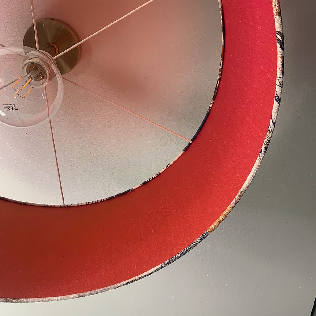 Mairi Helena Mirrored Storm Linen Light Pendant Shade with Satsuma Silk Lining