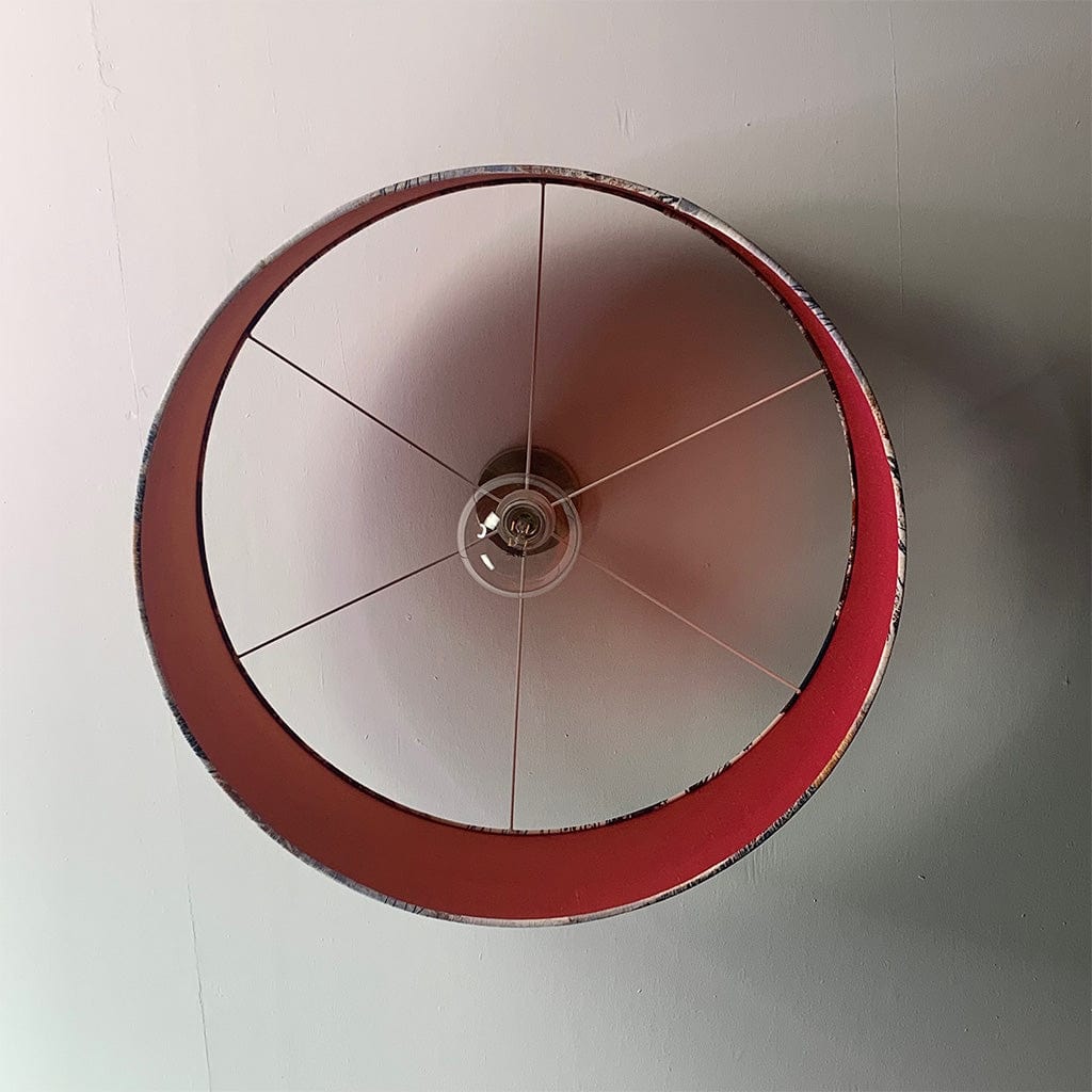Mairi Helena Mirrored Storm Linen Light Pendant Shade with Satsuma Silk Lining