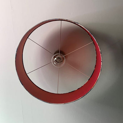 Mairi Helena Mirrored Storm Linen Light Pendant Shade with Satsuma Silk Lining