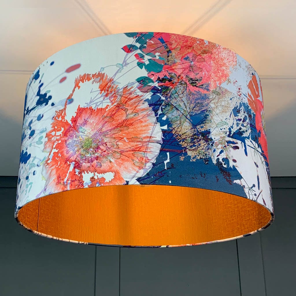 Mairi Helena Poppy Cloud Linen Pendant Shade with Carnaby Bronze Lining