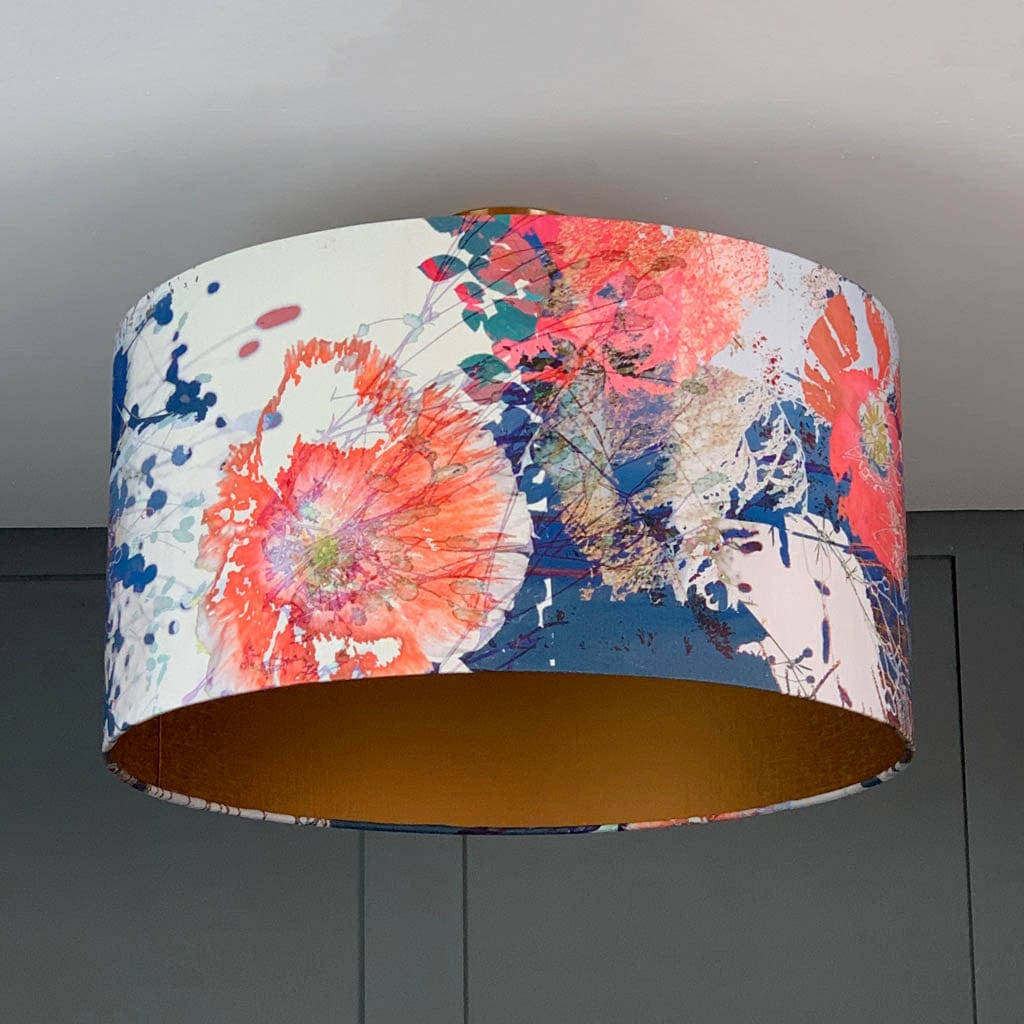 Mairi Helena Poppy Cloud Linen Pendant Shade with Carnaby Bronze Lining
