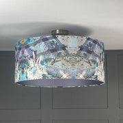 Mairi Helena Scottish Flora Emerald Thistle Pendant Shade with Satin Lavender Grey Lining