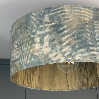 Agama Velvet Pendant Shade with Anthology Metamorphic Gold Basalt Wallpaper Lining