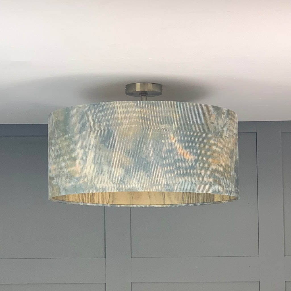 Agama Velvet Pendant Shade with Anthology Metamorphic Gold Basalt Wallpaper Lining