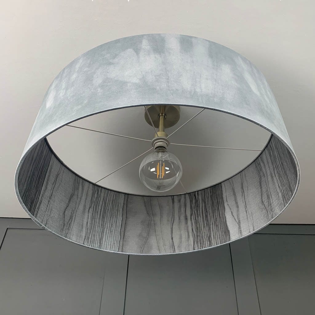 Light Grey Ombre with Harlequin Metamorphic Pewter Lead Wallpaper Lined Shade