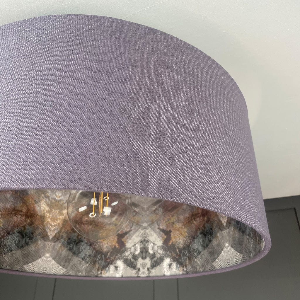 Saxon Violet Shade with Mairi Helena Scottish Flora Grey Thistle Wallpaper Lining