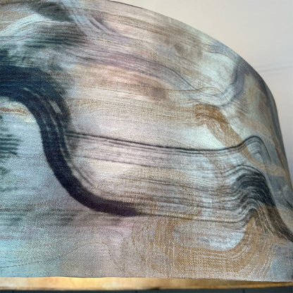 Tessuto Nero Pendant Shade with Burnished Mink Wallpaper Lining