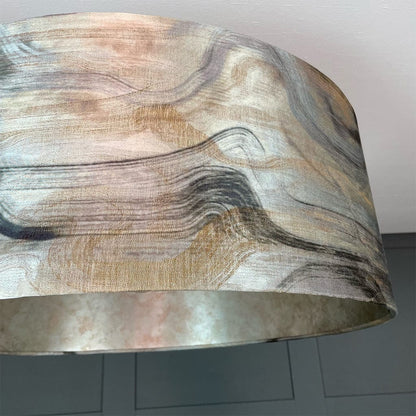 Tessuto Nero Pendant Shade with Burnished Mink Wallpaper Lining