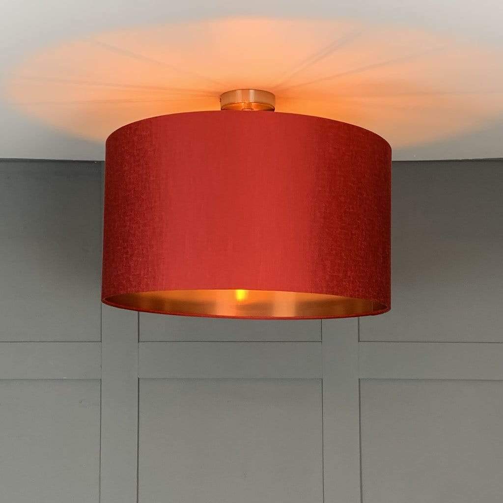 Textured Red Pendant Shade with Matching Baffle