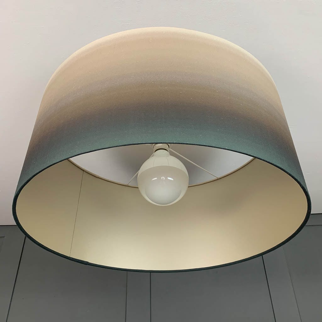 Julia Clare's Midnight Lagoon Linen in Green Olive Pendant Shade with Champagne Lining