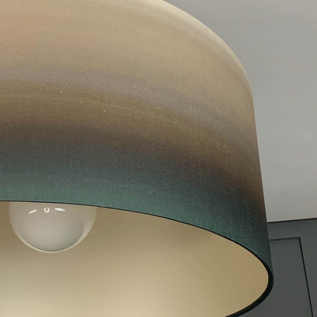 Julia Clare's Midnight Lagoon Linen in Green Olive Pendant Shade with Champagne Lining
