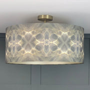 Julia Clare's Underworld Ripples Linen in Green Olive Pendant Shade with Champagne Lining