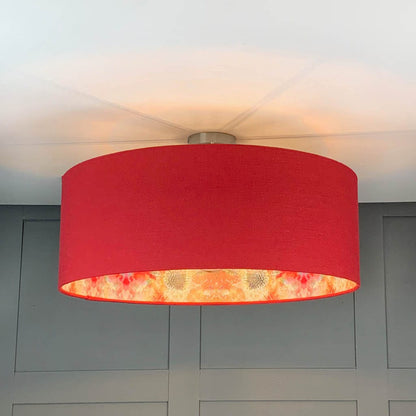 Saxon Cassis Pendant Shade with Mairi Helena Summer Thistle Wallpaper Lining