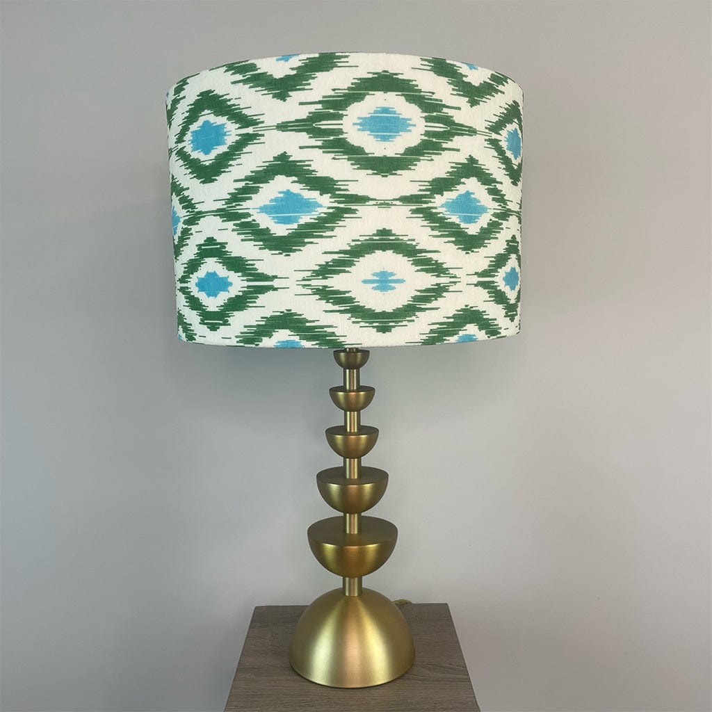 Eleonore Aged Brass Table Lamp with Velvet Ikat Shade