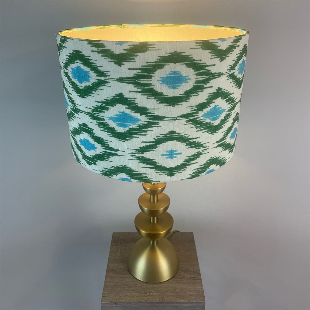 Eleonore Aged Brass Table Lamp with Velvet Ikat Shade