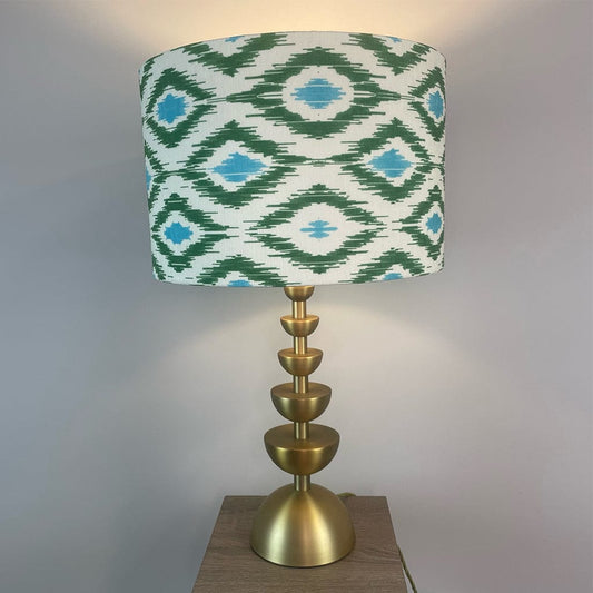 Eleonore Aged Brass Table Lamp with Velvet Ikat Shade