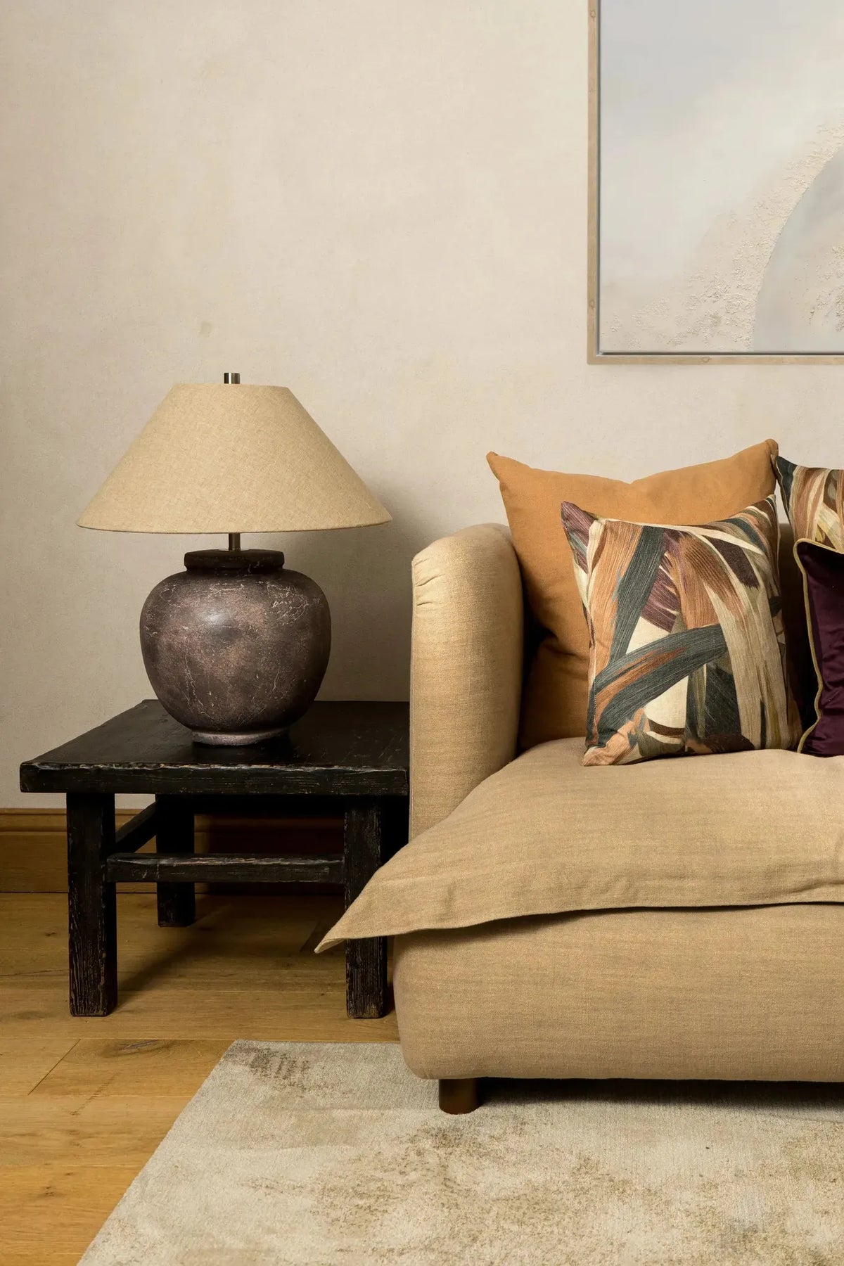 Elin Natural & Plum Noir Cushion