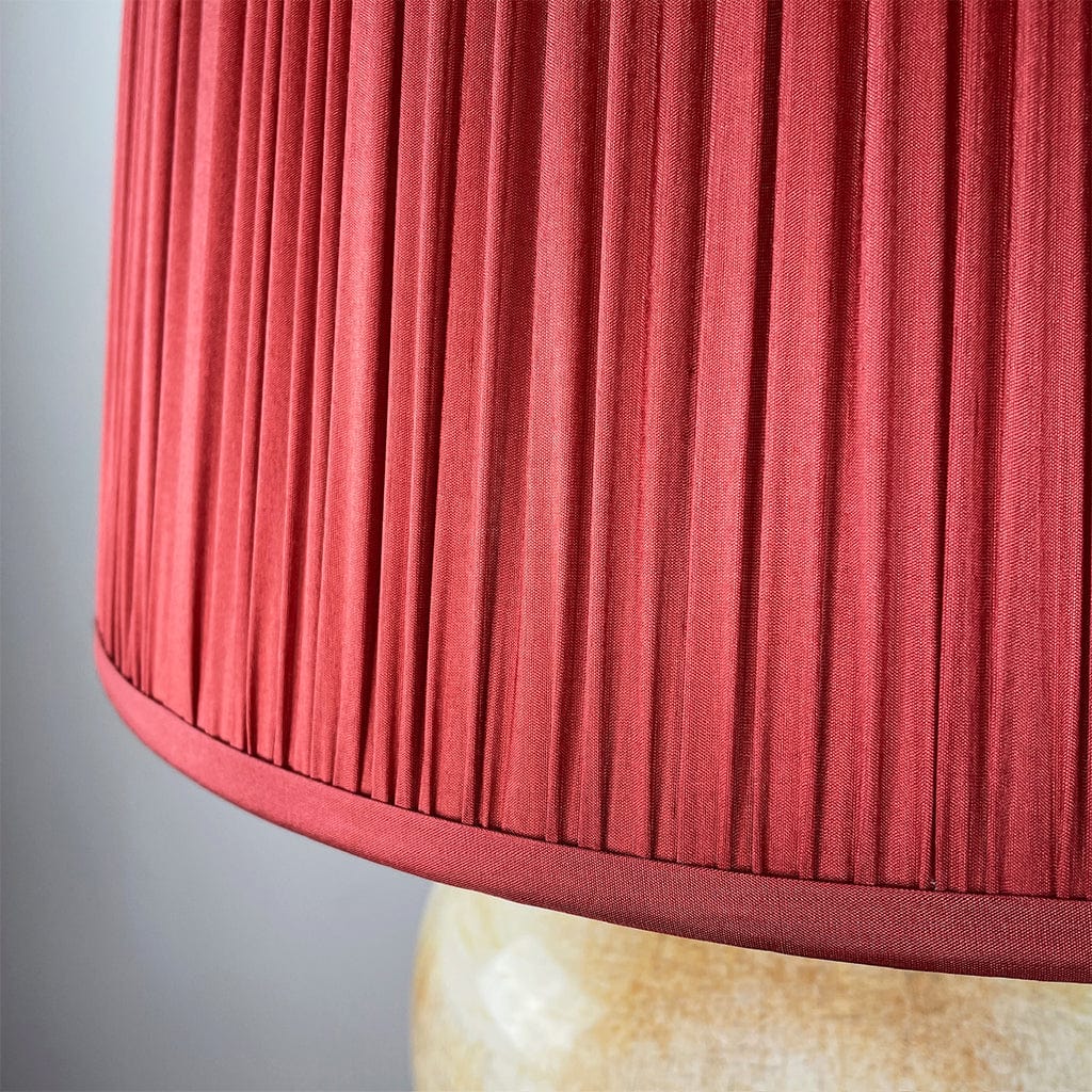 Emerayn Koi Natural Ceramic Table Lamp with Pleated Red Silk Tapered Shade