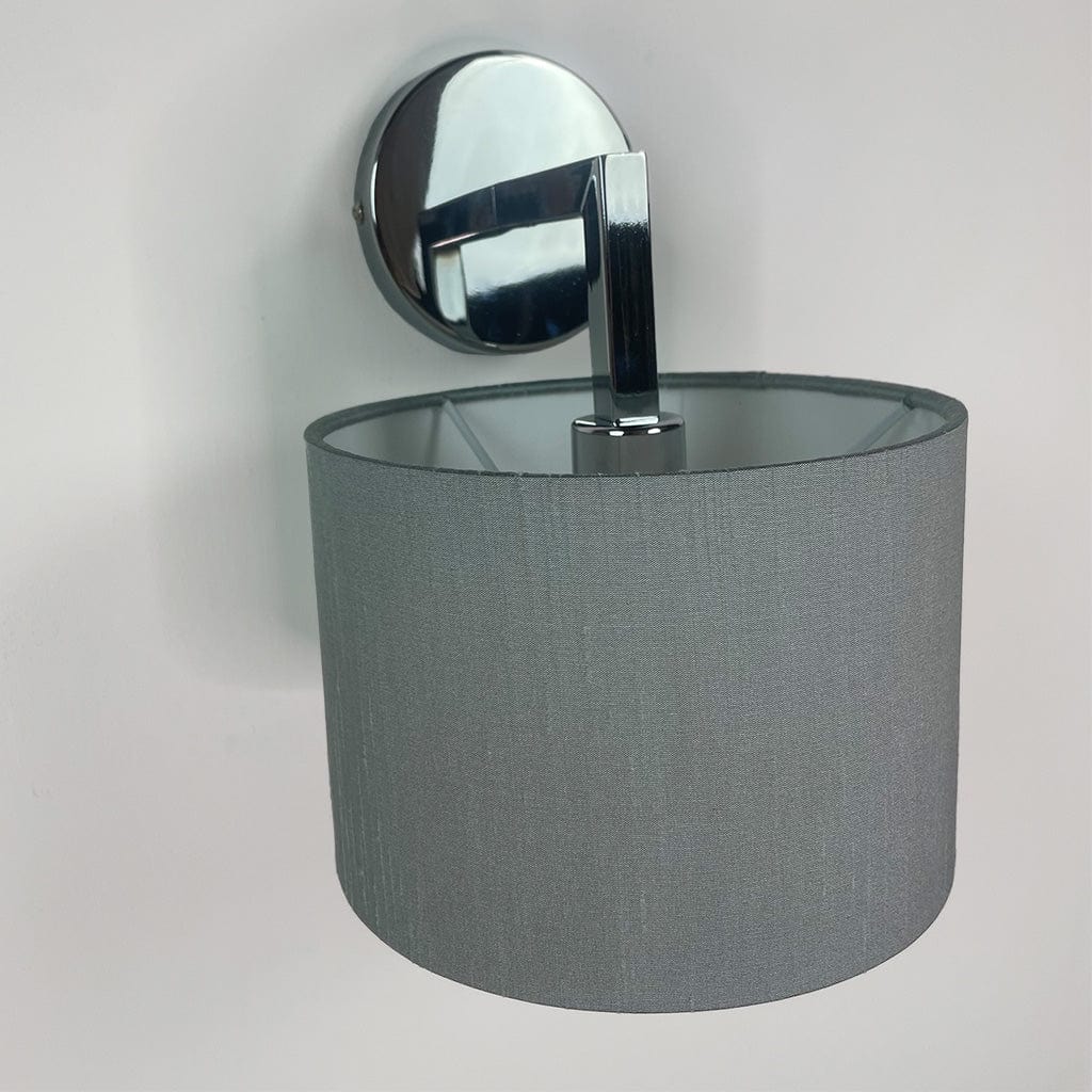 Emma Polished Chrome Wall Light with Rainstorm Faux Silk Shade