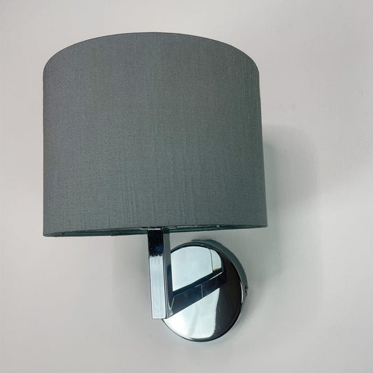 Emma Polished Chrome Wall Light with Rainstorm Faux Silk Shade