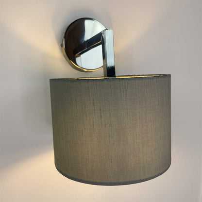 Emma Polished Chrome Wall Light with Rainstorm Faux Silk Shade