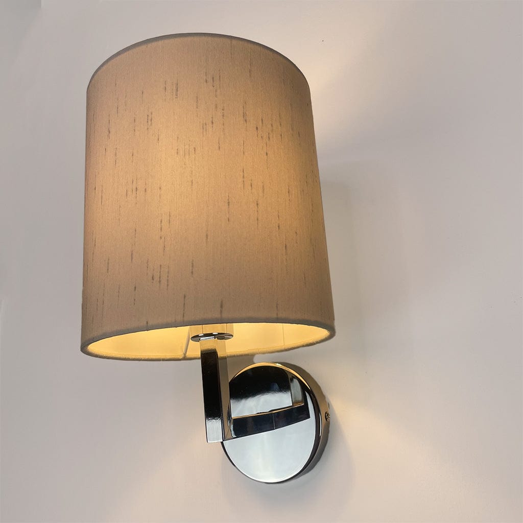 Emma Polished Chrome Wall Light with Stockholm Faux Silk Shade