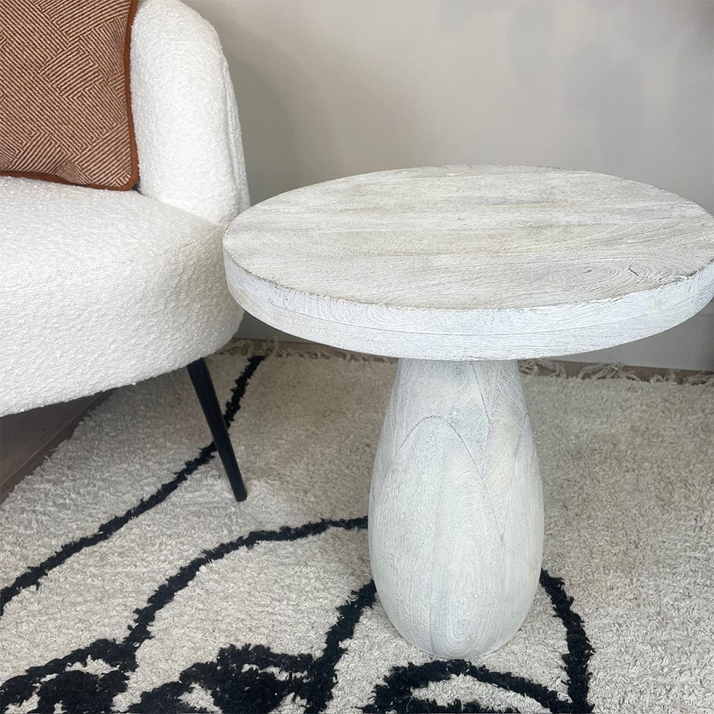 Eric Pedestal End Table White