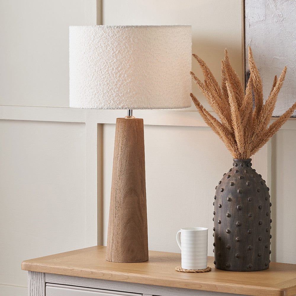 Esha Conical Natural Wood Table Lamp