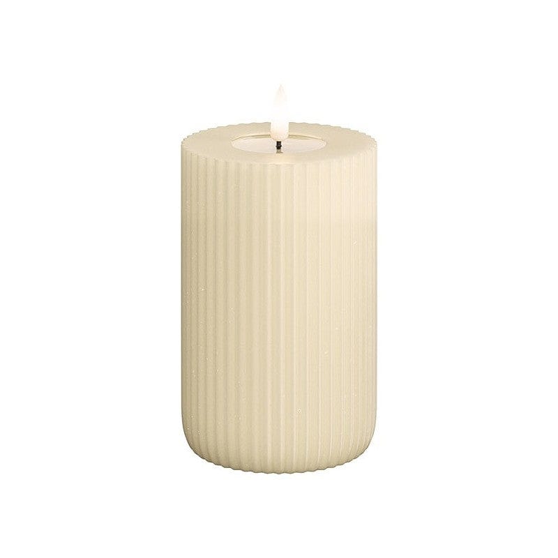 Cream Solid Stripe LED Candle 7.5cm x 12.5cm